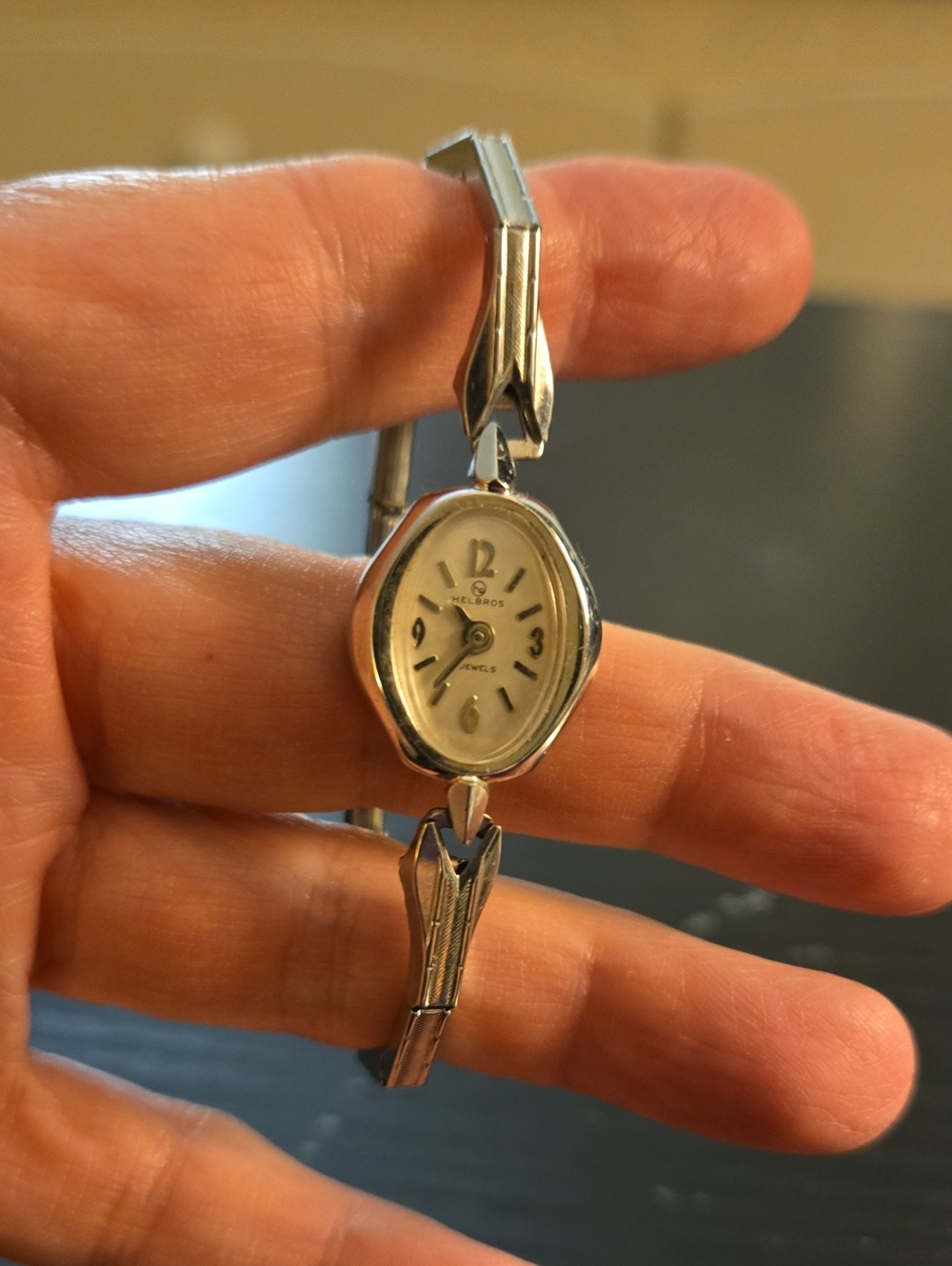 Vintage Ladies Silver-Tone Wristwatch - Helbros